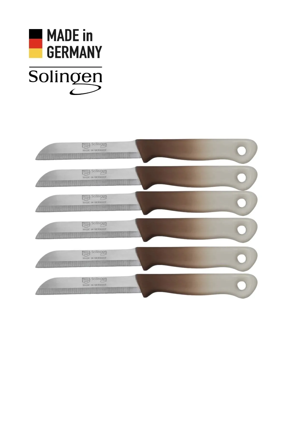 Geçişli Meyve Bıçağı 6'lı Set Kahverengi - Solingen