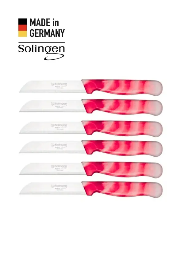 Ebruli Meyve Bıçağı 6'lı Set Kırmızı - Solingen