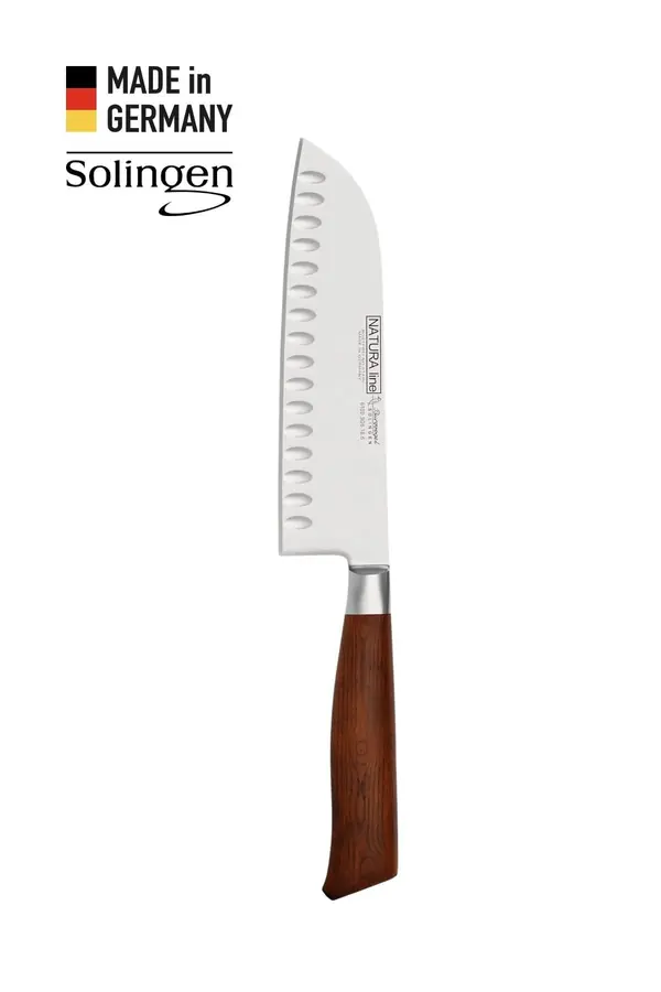 Oluklu Santoku Bıçağı Bordo Ahşap Sap